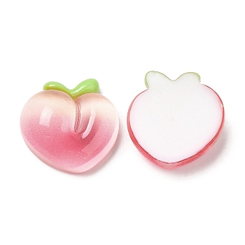 Translucent Resin Fruit Cabochons, for Jewelry Making, Peach, 20x20x7.5mm