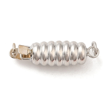 Rack Plating Brass Box Clasps, Grooved Column, Long-Lasting Plated, 1-Strand, 2-Hole, Platinum, 18x6mm