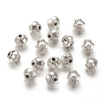 Tibetan Style Spacer Beads, Metal Findings for Jewelry Making Supplies, Lead Free & Nickel Free & Cadmium Free, Bicone, Antique Silver, about 5mm in diameter, 4.5mm thick, hole: 1mm
