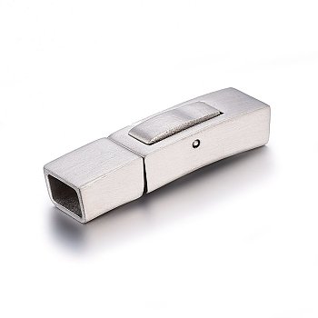 304 Stainless Steel Bayonet Clasps, Rectangle, Brushed, Stainless Steel Color, 25x6.5x5mm, Hole: 3.5x5mm