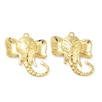 304 Stainless Steel Pendants, Real 18K Gold Plated, Elephant, 30.5x26x5mm, Hole: 2.5mm