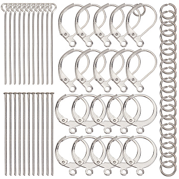 DIY Jewelry Making Findings Kits, including 304 Stainless Steel Leverback Earring Findings & Pins & Open Jump Rings, Stainless Steel Color, 500pcs/set
