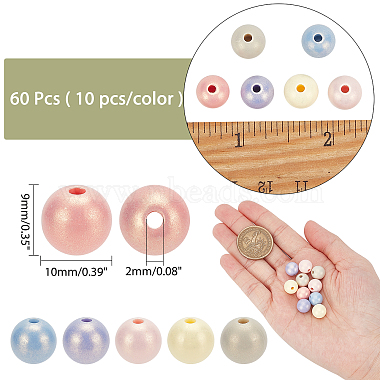Pandahall Elite 60pcs 6 couleurs perles de résine opaques(RESI-PH0001-61)-2