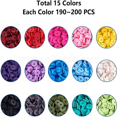 15 Colors Eco-Friendly Handmade Polymer Clay Beads(CLAY-JP0001-02-6mm)-2
