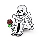 Sad Skeleton with Rose Enamel Pin(JEWB-C015-01EB)-1