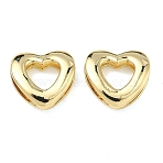 Brass Heart Linking Rings, Long-Lasting Plated, Rack Plating, Lead Free & Cadmium Free, Real 18K Gold Plated, 14.5x15.5x5mm, Hole: 11.5x2.5mm(KK-B170-17G)