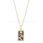 Brass with Cubic Zirconia Pendants Necklaces, Tarot, Lead Free & Nickel Free & Cadmium Free, 17.72~17.91 inch(45~45.5cm), end extender: 60~62mm long, pendants: 22~27.5x11~15mm(NJEW-LP0001-45H-G)