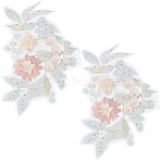 Lace Embroidery Sewing Fiber, DIY Garment Accessories, Flower Cloth Patches, Pale Green, 300x220x7mm(PATC-WH20021-001C)