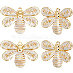 6Pcs Rack Plating Brass Enamel Pendants, Long-Lasting Plated, Lead Free & Cadmium Free, Bees Charms, Real 18K Gold Plated, 18x25.5x3.8mm, Hole: 1.5mm(KK-BBC0017-66)