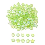 100Pcs 2 Style Eco-Friendly Transparent Acrylic Beads, Heart/Star, Dyed, AB Color, Lawn Green, 8~10x8~10x3~4mm, Hole: 1.5mm, 50pcs/style(TACR-YW0001-86E)