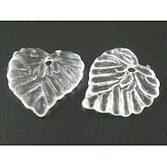 Transparent Acrylic Pendants, Leaf, White, about 15mm long, 15mm wide, 2mm thick, hole: 1.5mm(X-DBLA410-1)