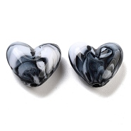 Imitation Gemstone Acrylic Beads, Heart, Black, 15x17x7mm, Hole: 2mm, 439pc/500g(OACR-U005-07B)