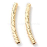 Brass Tube Beads, Long-Lasting Plated, Curved Beads, Textured Tube, Real 24K Gold Plated, 20x2mm, Hole: 1.2mm(KK-Y003-81B-G)