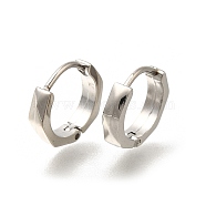 Ion Plating(IP) 304 Stainless Steel Hoop Earrings, Polygon, Stainless Steel Color, 12x12.5x2.5mm(EJEW-H018-05P-02)