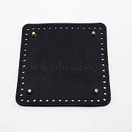 Square PU Leather Purse Bottom, with Iron Findings, Knitting Bag Accessories, Black, 15x15x0.35~1cm, Hole: 5mm(FIND-WH0082-74C)