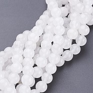 Natural White Jade Beads Strands, Round, 10mm, Hole: 1mm, about 40pcs/strand, 16 inch(GSR10mmC138)
