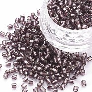8/0 Glass Bugle Beads, Silver Lined, Rosy Brown, 2.5~3x2.5mm, Hole: 1mm, about 15000pcs/pound(SEED-S032-07A-56B)