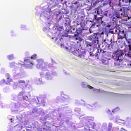 11/0 Two Cut Glass Seed Beads, Hexagon, Trans.Inside Colours Rainbow Round, Purple, Size: about 2.2mm in diameter, about 37500pcs/Pound(CSDB213)