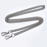 Bag Chains Straps, Iron Curb Link Chains, with Alloy Swivel Clasps, for Bag Replacement Accessories, Platinum, 1200x9mm(FIND-Q089-012P)