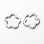 201 Stainless Steel Link Rings, Flower, Stainless Steel Color, 13.5x13.5x1.5mm(STAS-G141-06P)