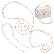WADORN 3Pcs 3 Styles ABS Plastic Imitation Pearl Purse Chains, with Alloy T-Bar Clasp & Iron Chain, Seashell Color, 61~121.5x0.5~1.4cm, 1pc/style(FIND-WR0009-73A)