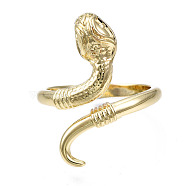 Snake Cuff Ring for Girl Women, Brass Open Ring, Nickel Free, Real 16K Gold Plated, US Size 5 3/4(16.3mm)(RJEW-N035-046-NF)