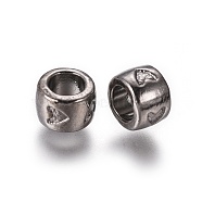 Metal Alloy European Beads, Lead Free and Cadmium Free, Flat Round, Gunmetal, about 8mm in diameter, 5.5mm thick, hole: 4.5mm(X-BLF8275Y)