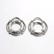 Tibetan Style Alloy Pendants, Cadmium Free & Lead Free, Life Ring/Lifebuoy/Cork Hoop, Antique Silver, Size: about 24mm long, 22mm wide, 2mm thick, hole: 3mm(TIBEP-0803-S-LF)