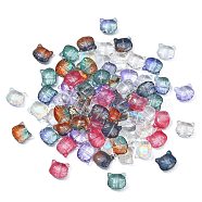 100Pcs 10 Colors Transparent Lampwork Beads, for Jewelry Making, Cat, Mixed Color, 12.5x14x6.5mm, Hole: 1mm, 10pcs/color(GLAA-CJ0001-79)