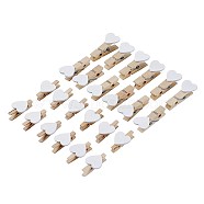 DIY Jewelry Finding, Jute Twine and Wooden Craft Pegs Clips, Heart, White, 30x18x10mm(DIY-YS0001-02)