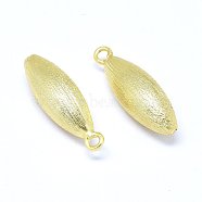 Brass Pendants, Rice, Real 18K Gold Plated, 26.5x8mm, Hole: 2mm(KK-F764-07G)