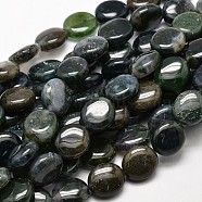 Flat Round Natural Moss Agate Bead Strands, 16x14x7mm, Hole: 1mm, about 25pcs/strand, 15.74 inch(G-L291-11)