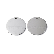 304 Stainless Steel Pendants, Stamping Blank Tag, Flat Round Charm, Stainless Steel Color, 24x1.4mm, Hole: 1.8mm(STAS-Q308-09S-P)