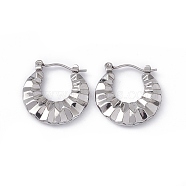 304 Stainless Steel Croissant Hoop Earrings for Women, Stainless Steel Color, 21x20.5x4mm, Pin: 0.7mm(EJEW-G314-10P)
