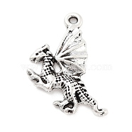 Tibetan Style Alloy Pendants, Antique Silver, Dinosaur, 24x15x2mm, Hole: 1.2mm(FIND-G077-01A-AS)