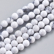 Natural Howlite Beads Strands, Round, White, 4mm, Hole: 0.5mm, about 41pcs/strand, 7.6 inch(TURQ-G091-4mm)