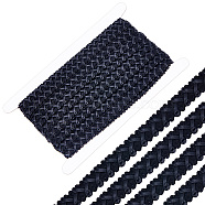 PU Leather with Polyester Ribbon, Clothes Accessories Decoration, Triangle Pattern, Black, 13x2mm, about 10 yards/card(WL-WH0011-01)