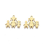 201 Stainless Steel Pendants, Family, Real 18K Gold Plated, 16x19x1mm, Hole: 1.4mm(STAS-N091-150LG)