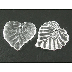 Transparent Acrylic Pendants, Leaf, White, about 15mm long, 15mm wide, 2mm thick, hole: 1.5mm(X-DBLA410-1)