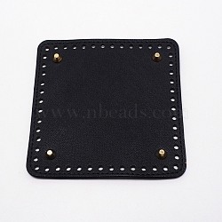 Square PU Leather Purse Bottom, with Iron Findings, Knitting Bag Accessories, Black, 15x15x0.35~1cm, Hole: 5mm(FIND-WH0082-74C)