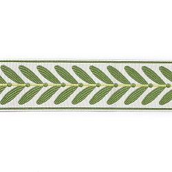Polyester Ribbons, Jacquard Ribbon, Tyrolean Ribbon, Garment Accessories, Leaf Pattern, Lime Green, 2-3/8 inch(60mm)(OCOR-XCP0001-82A)