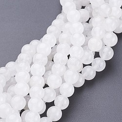 Natural White Jade Beads Strands, Round, 10mm, Hole: 1mm, about 40pcs/strand, 16 inch(GSR10mmC138)