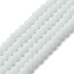 Glass Beads Strands, Faceted, Frosted, Rondelle, White, 6x4.5mm, Hole: 1mm, about 86pcs/strand, 16.14''(41cm)(EGLA-A034-P6mm-MD01)