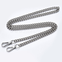 Bag Chains Straps, Iron Curb Link Chains, with Alloy Swivel Clasps, for Bag Replacement Accessories, Platinum, 1200x9mm(FIND-Q089-012P)