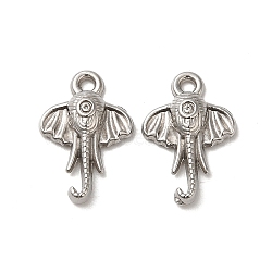 304 Stainless Steel Charm, Elephant Charm, Stainless Steel Color, 14.5x9.5x2.5mm, Hole: 1.2mm(STAS-I203-59P)