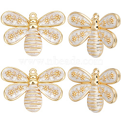 6Pcs Rack Plating Brass Enamel Pendants, Long-Lasting Plated, Lead Free & Cadmium Free, Bees Charms, Real 18K Gold Plated, 18x25.5x3.8mm, Hole: 1.5mm(KK-BBC0017-66)