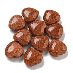 Synthetic Goldstone Beads, Half Drilled, Heart, 15.5x15.5x8mm, Hole: 1mm(G-P531-A07-01)