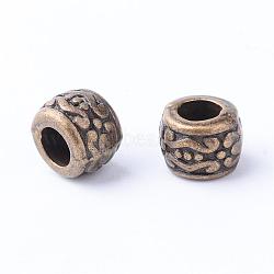 Tibetan Style Alloy Beads, Column, Cadmium Free & Nickel Free & Lead Free, Antique Bronze, 7.5x5.5mm, Hole: 3.5~4mm, about 1110pcs/1000g(TIBE-Q063-97AB-NR)