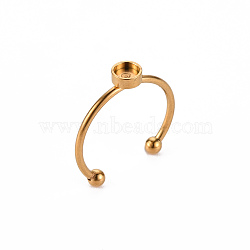 201 Stainless Steel Cuff Pad Ring Settings, Laser Cut, Golden, Tray: 4mm, US Size 8(18mm)(X-STAS-S080-042A-G)