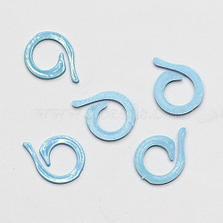 Plastic Knitting Crochet Locking Stitch Markers Holder, Pale Turquoise, 22x17x1.5mm, Hole: 10mm, about 1000pcs/bag(TOOL-R053A-05)